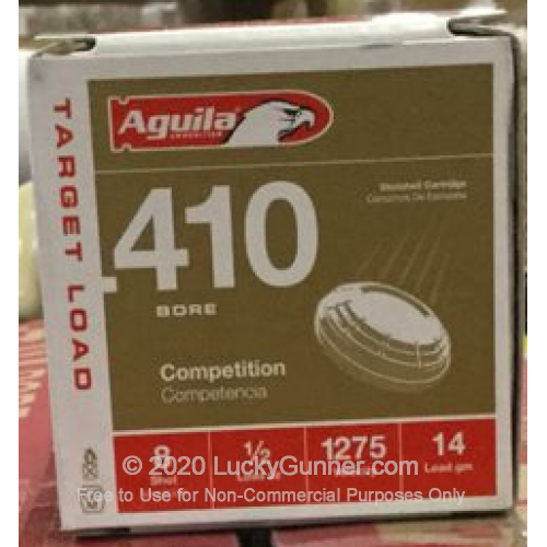 Cheap 410 Bore Ammo For Sale - 2-1/2” 1/2oz. #8 Shot Ammunition in Stock by  Aguila - 25 Rounds