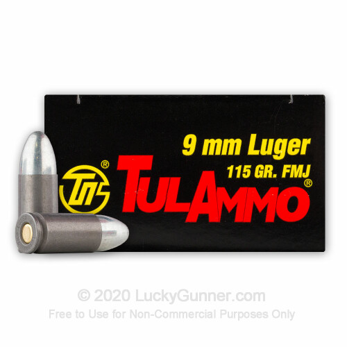 TULAMMO Brass Case 9mm FMJ 115 Grain (Case of 1,000 rounds)