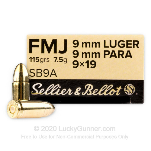 9mm - 115 Grain FMJ - Sellier & Bellot - 50 Rounds