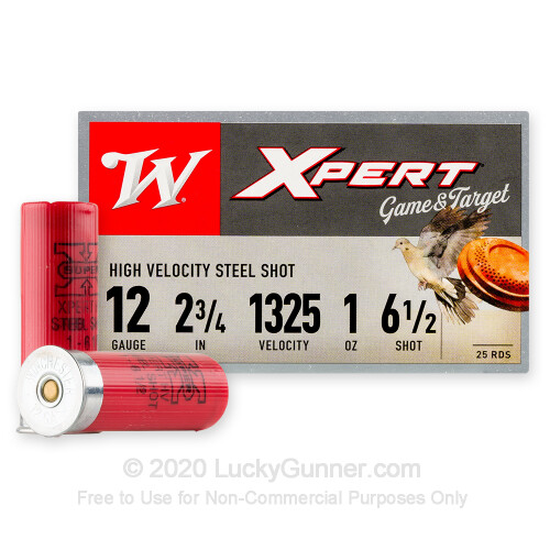 Cheap 12 Gauge Ammo For Sale - 2-3/4” 1oz. #6.5 Steel Shot Ammunition in  Stock by Winchester Xpert Game & Target - 25 Rounds