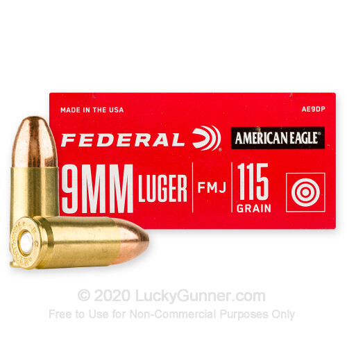Bulk 9mm Ammo For Sale - 115 gr FMJ - Federal American Eagle 1000