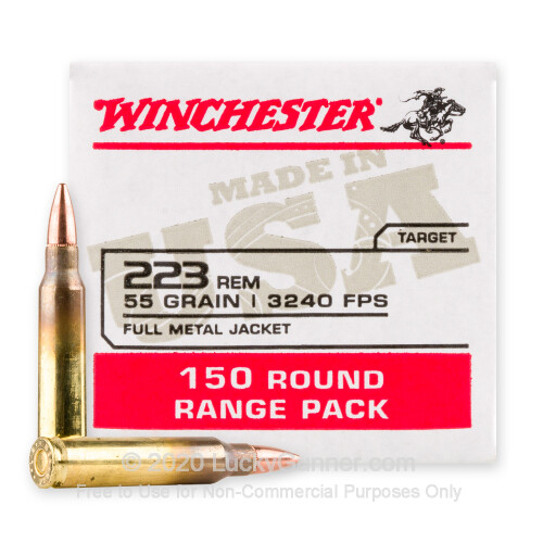 Winchester Ammo USA 223 Rem 55 Grain 3240 fps Full Metal Jacket (FMJ)  1000rds 223 Ammunition